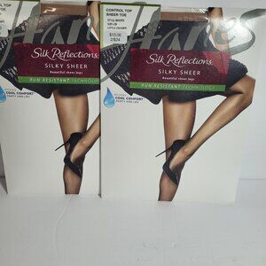 2 Hanes Pantyhose Silk Reflections Cool Comfort Little Color Size CD Q0A925 New
